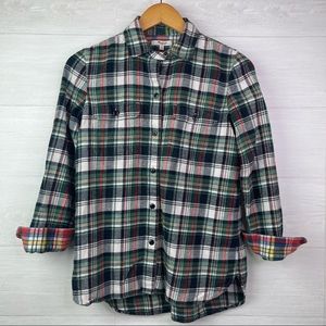 Madewell Ex boyfriend Highland Tartan Plaid Flannel Shirt Size XS Blue Green Red